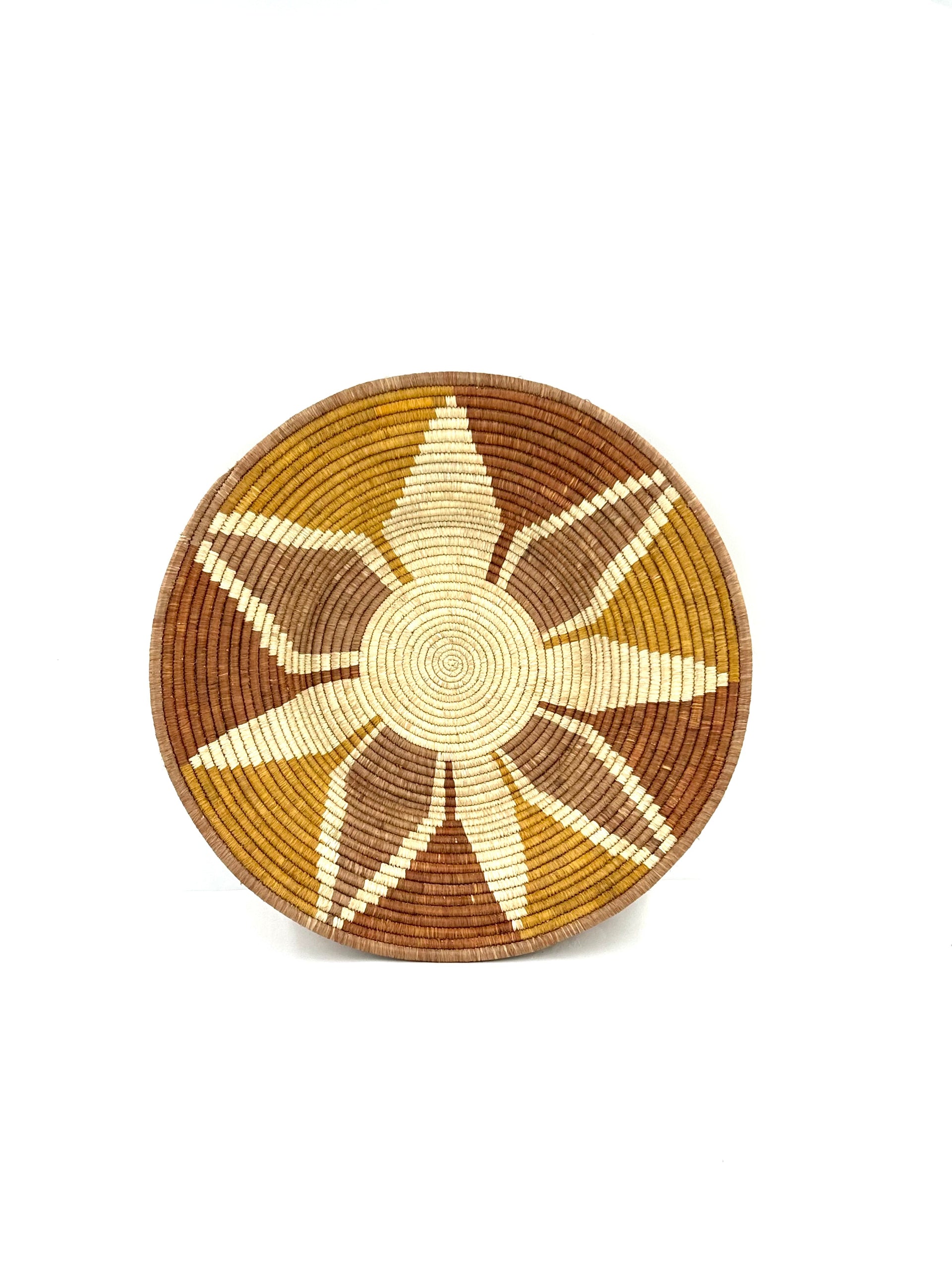 Solar Bloom Wicker Wall Basket Set - Bohemian Earth Tone Decor