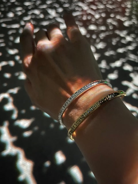 Armenian Alphabet Bracelet – 14K Gold Engraved Bangle