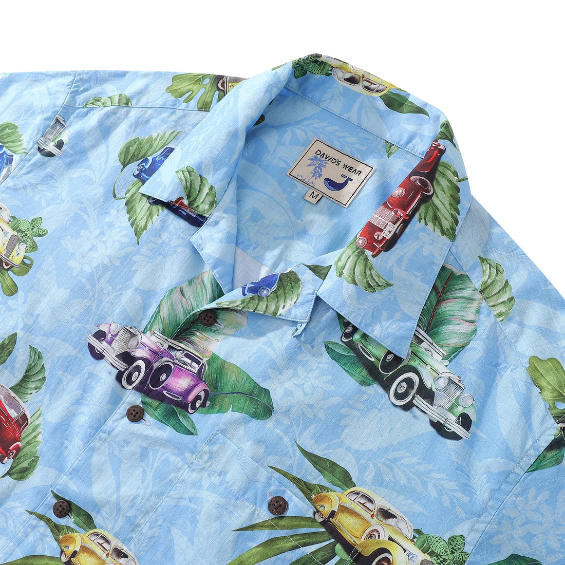 Men's Old-Fashioned Car Print Cotton Camp Collar Shirt