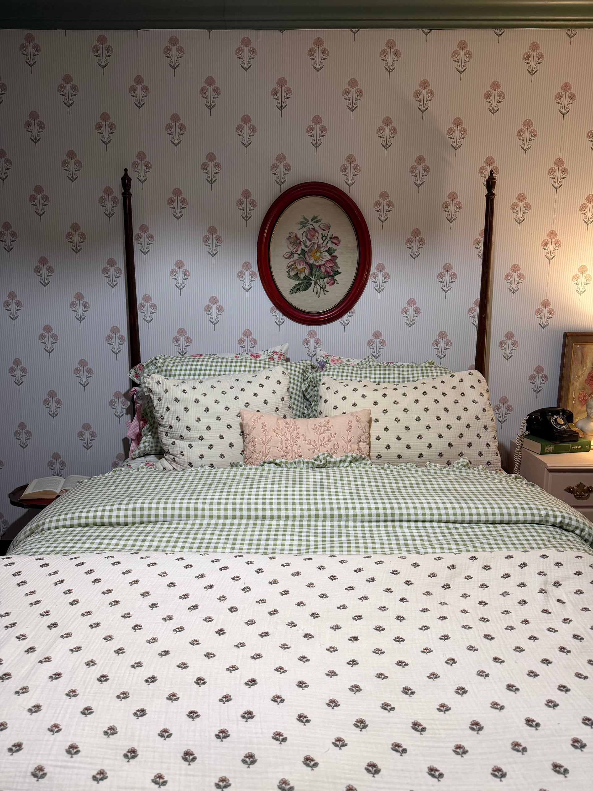 Susannah Floral Peel and Stick Wallpaper in Cream, Pink, and Sage