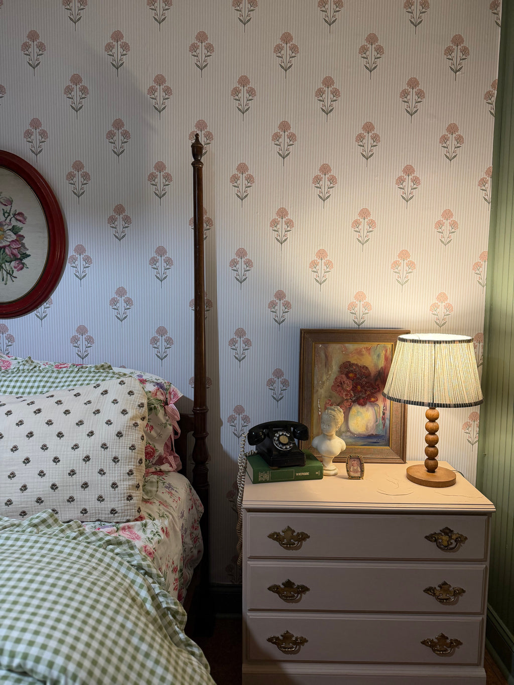 Susannah Floral Peel and Stick Wallpaper in Cream, Pink, and Sage