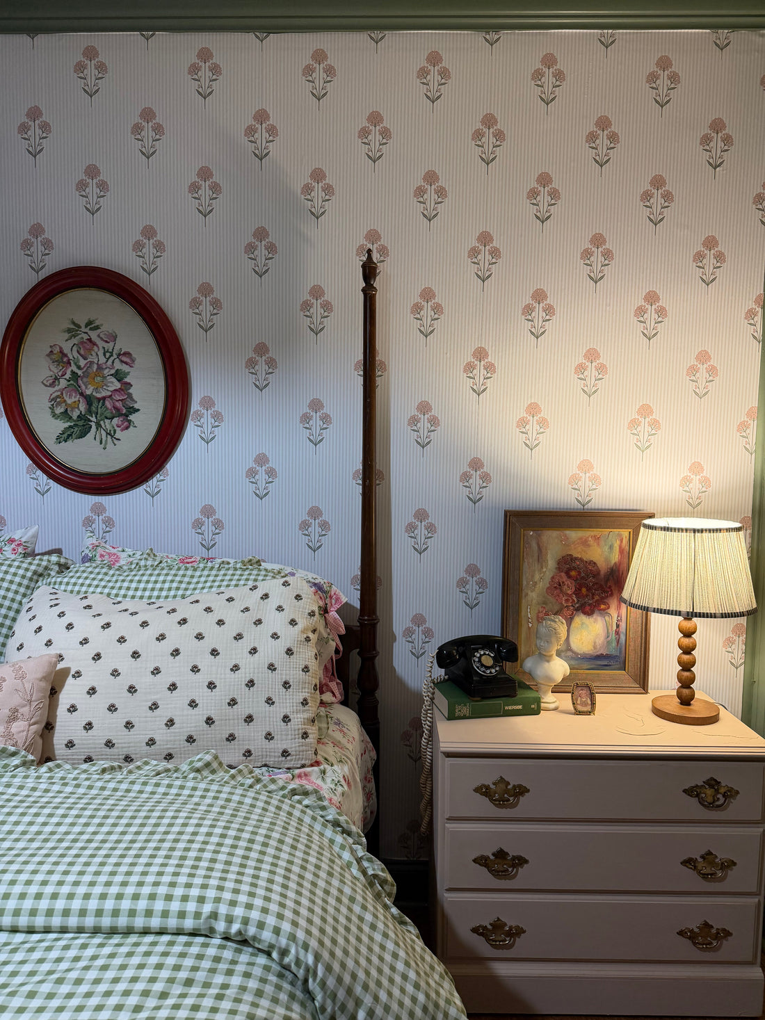 Susannah Floral Peel and Stick Wallpaper in Cream, Pink, and Sage