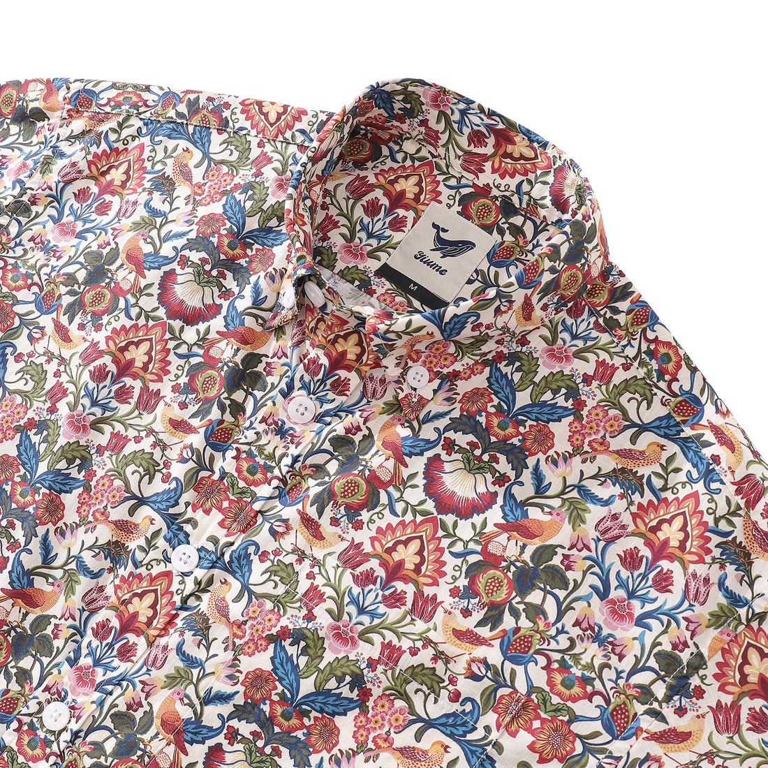 Men's Vintage Botanical Print Cotton Short Sleeve Hawaiian Shirt