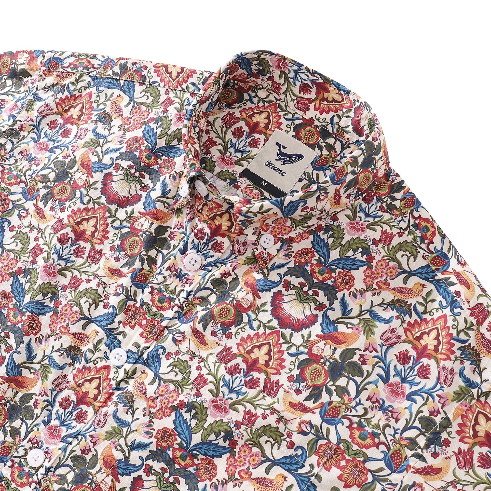 Men's Vintage Botanical Print Cotton Short Sleeve Hawaiian Shirt
