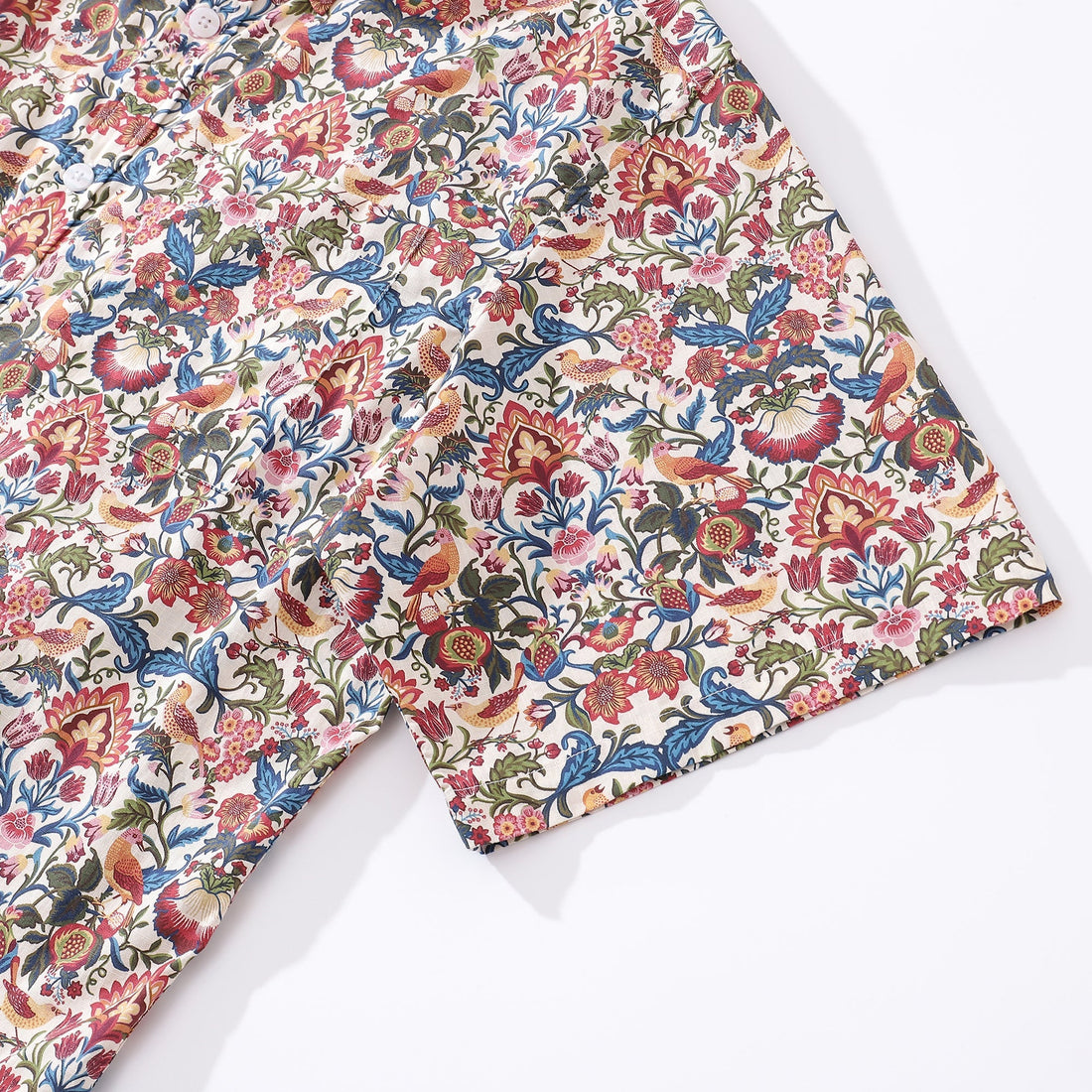 Men's Vintage Botanical Print Cotton Short Sleeve Hawaiian Shirt