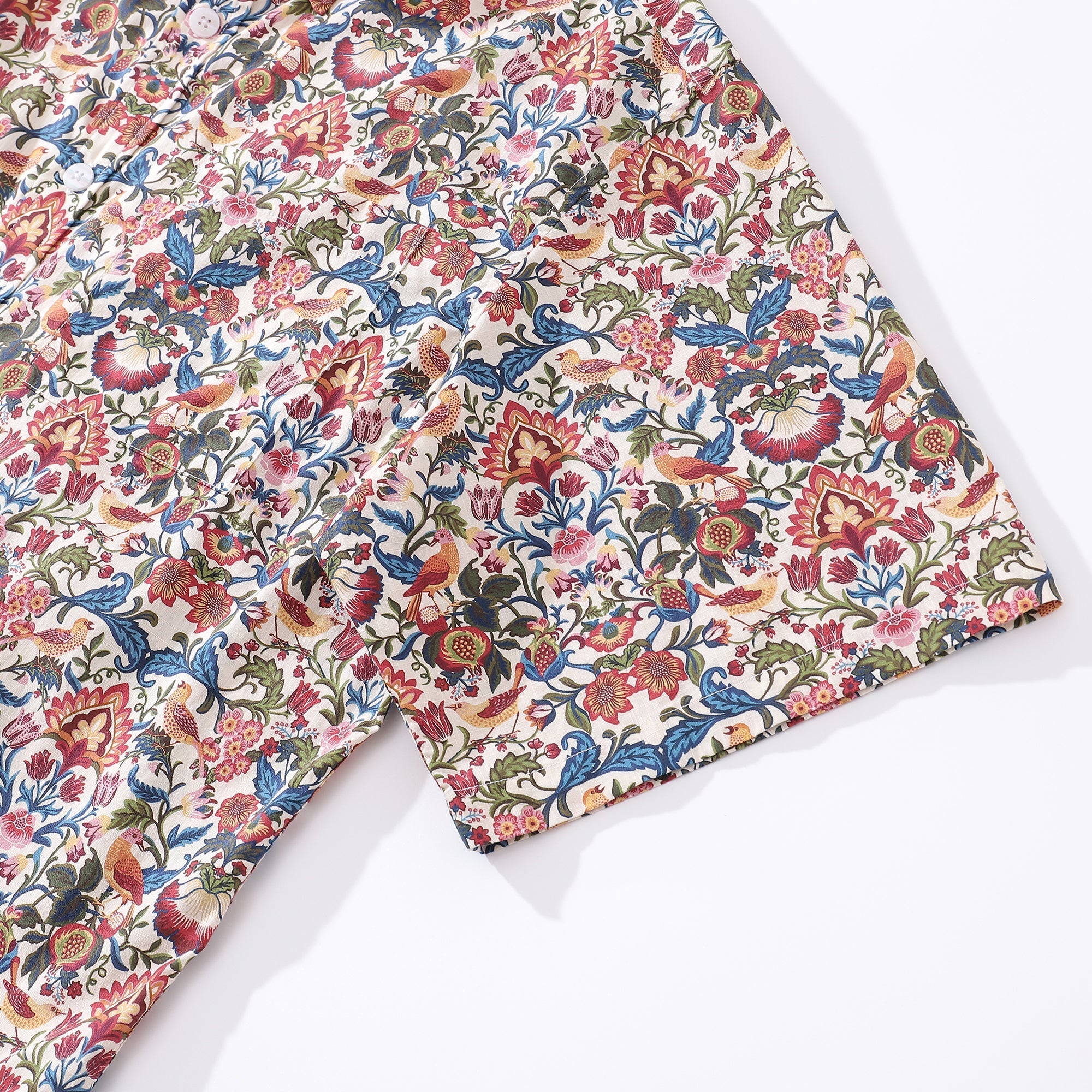 Men's Vintage Botanical Print Cotton Short Sleeve Hawaiian Shirt