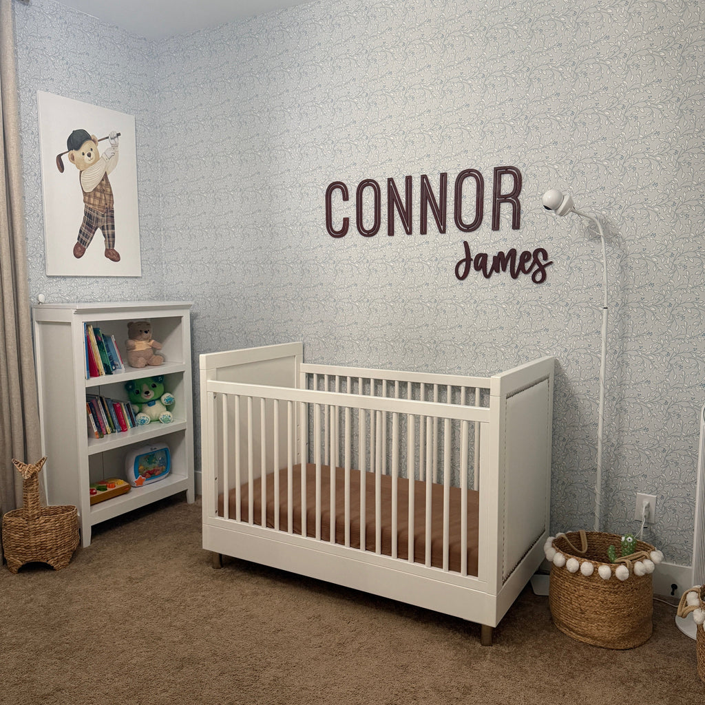 Peyton floral wallpaper in light-blue and white patterns