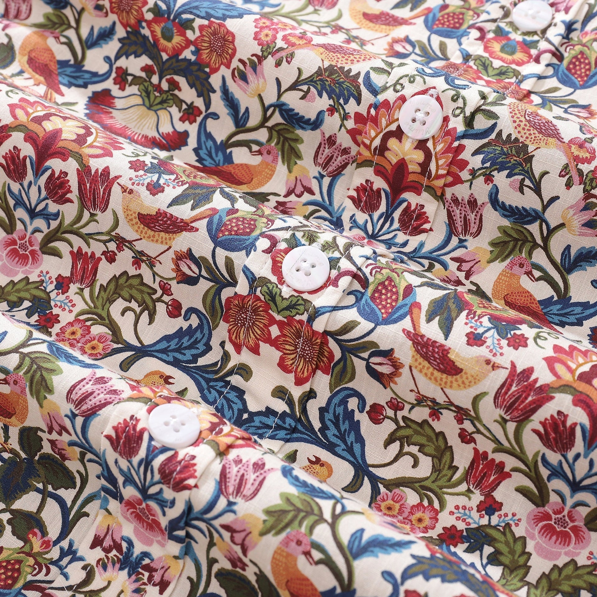 Men's Vintage Botanical Print Cotton Short Sleeve Hawaiian Shirt