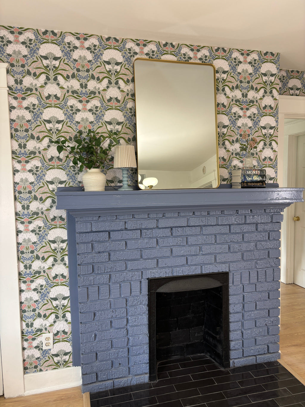 Catherine Floral Wallpaper in White, Blue, Green and Pink