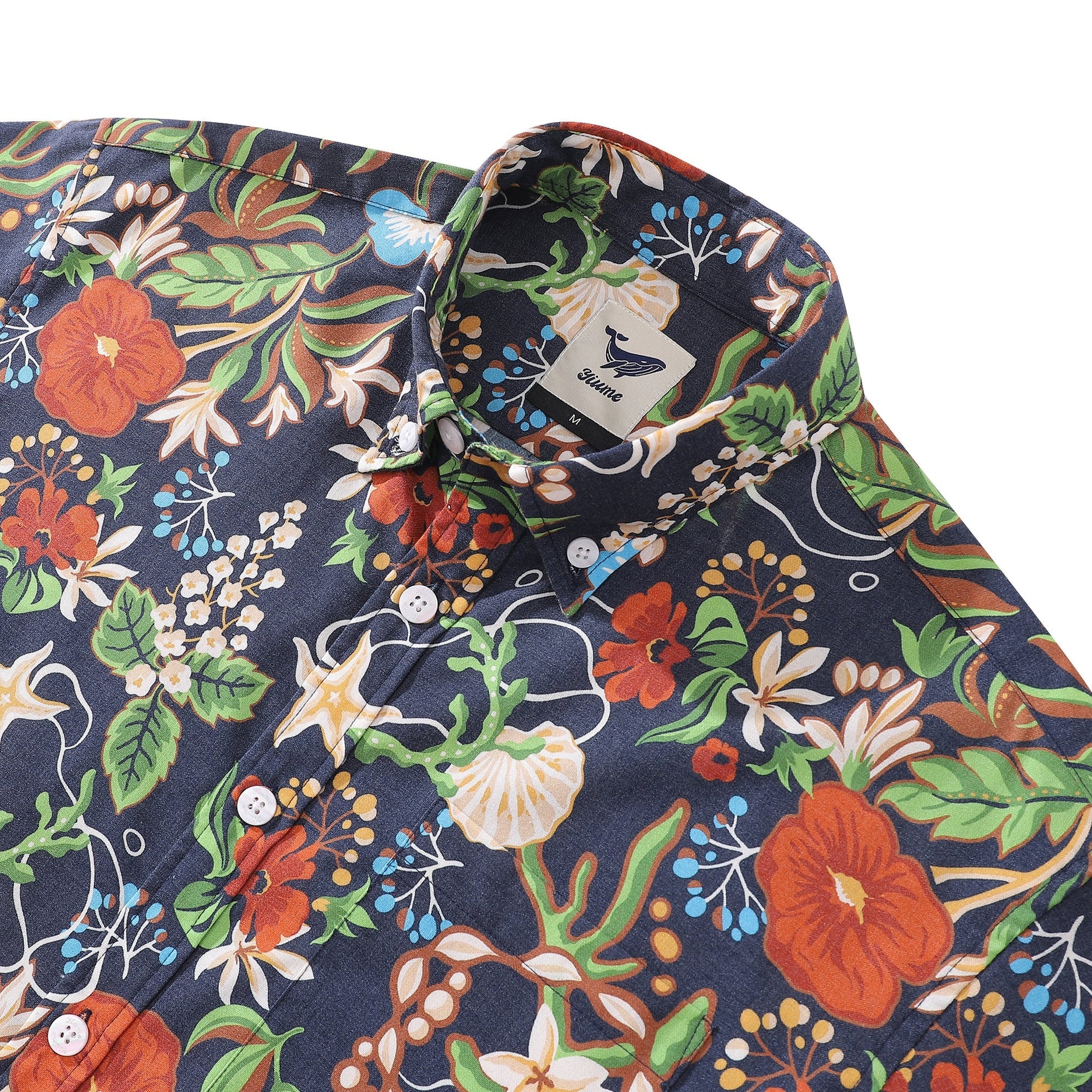 Men's 1940s Vintage Hawaiian Shirt Treasure Garden Floral Print
