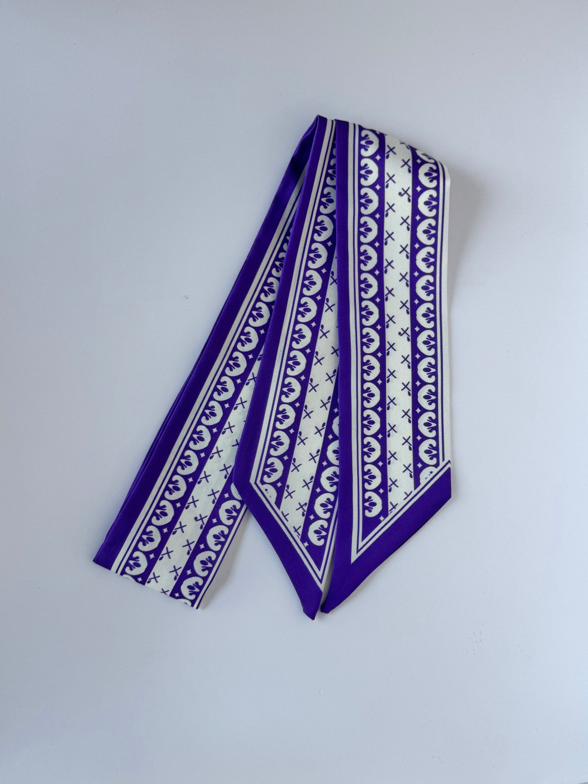 Purple and White Ribbon Twilly