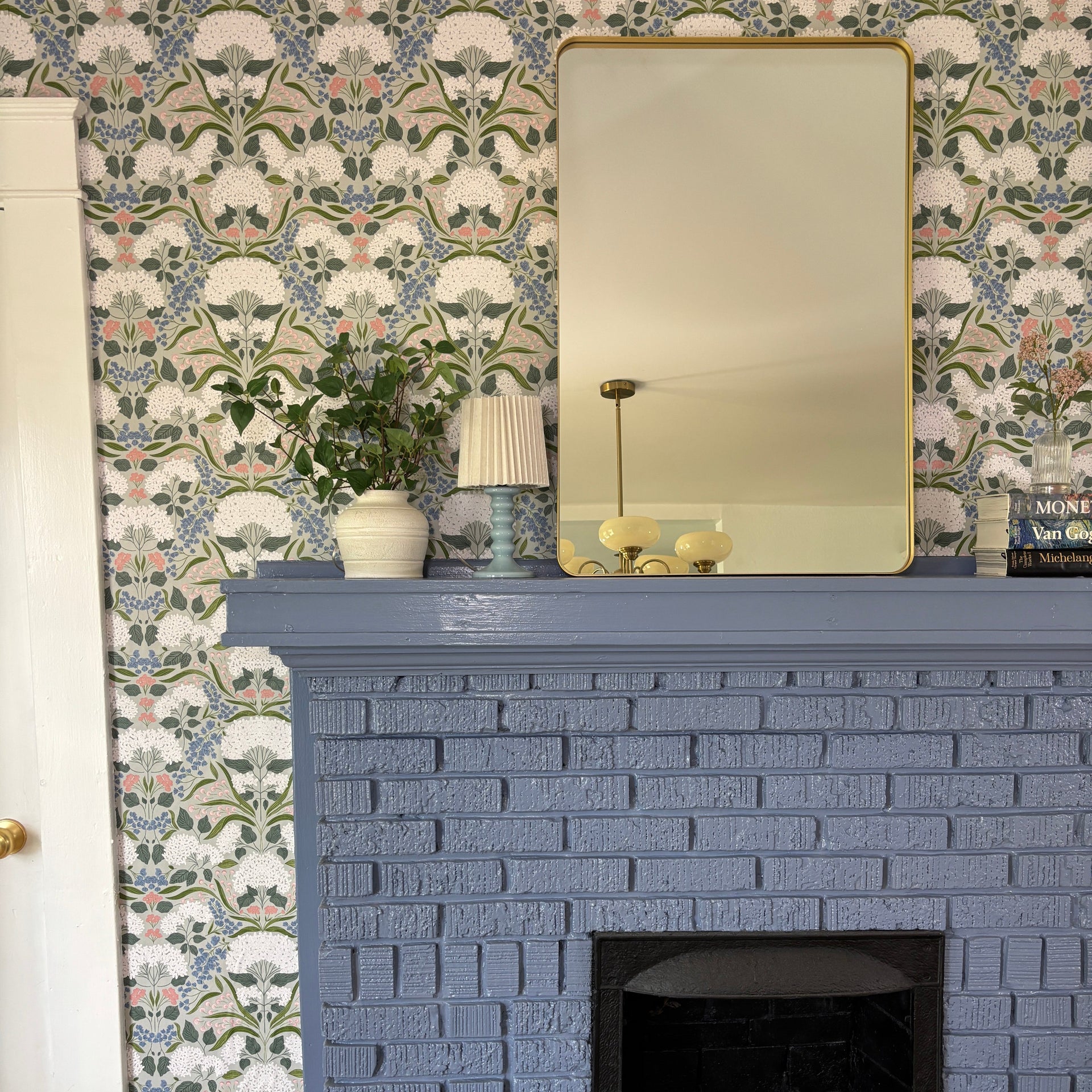 Catherine Floral Wallpaper in White, Blue, Green and Pink
