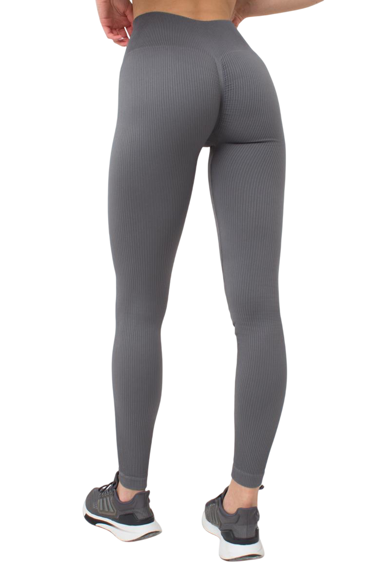 Seamless Ribbed High-Waisted Push-Up Leggings for Women - Yoga, Workout, Gym, and Casual Wear