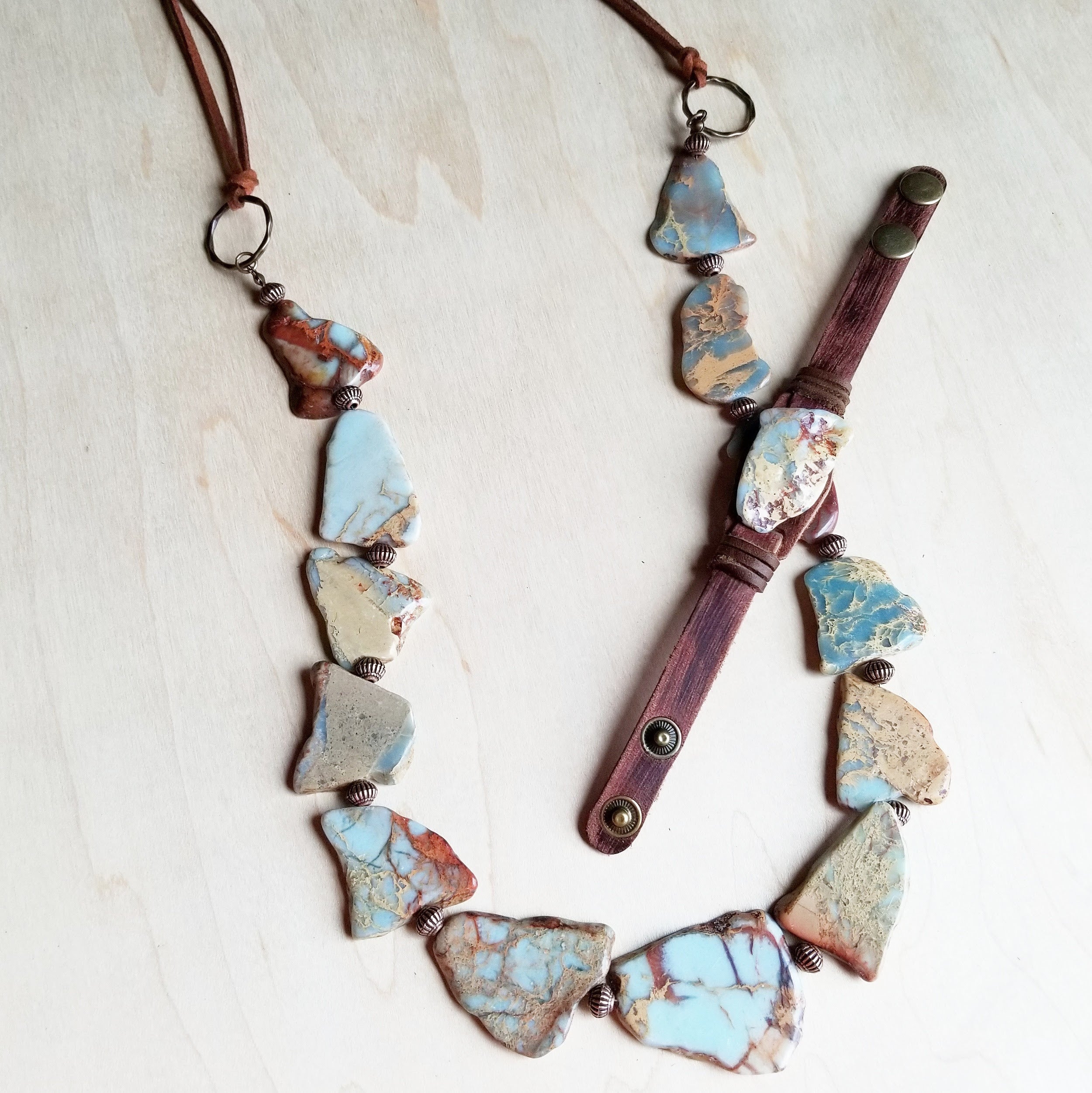 Genuine Aqua Terra Beaded Slab Necklace 239m
