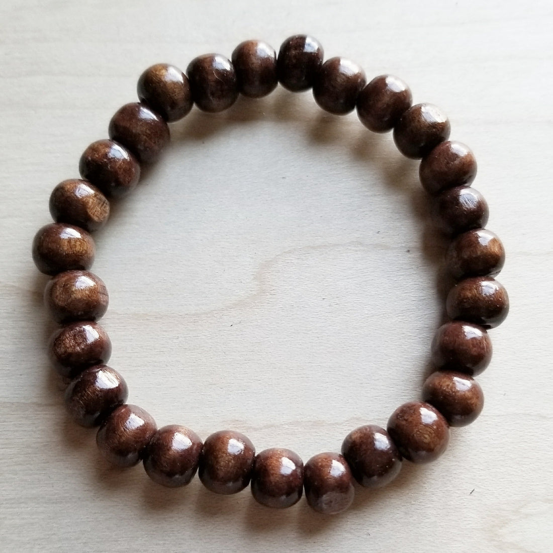 Wood Beaded Stretch Bracelet - Boho Stackable