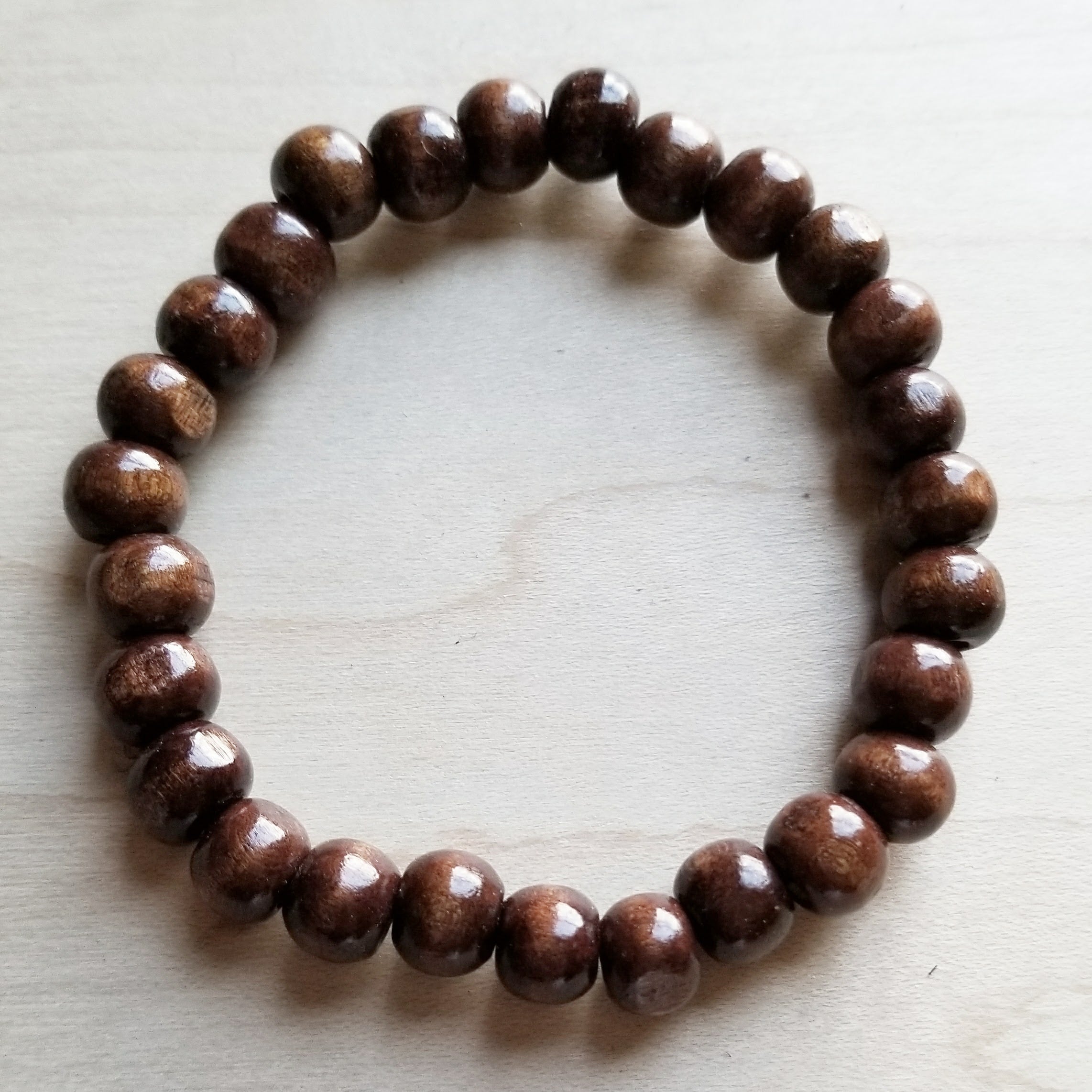 Wood Beaded Stretch Bracelet - Boho Stackable