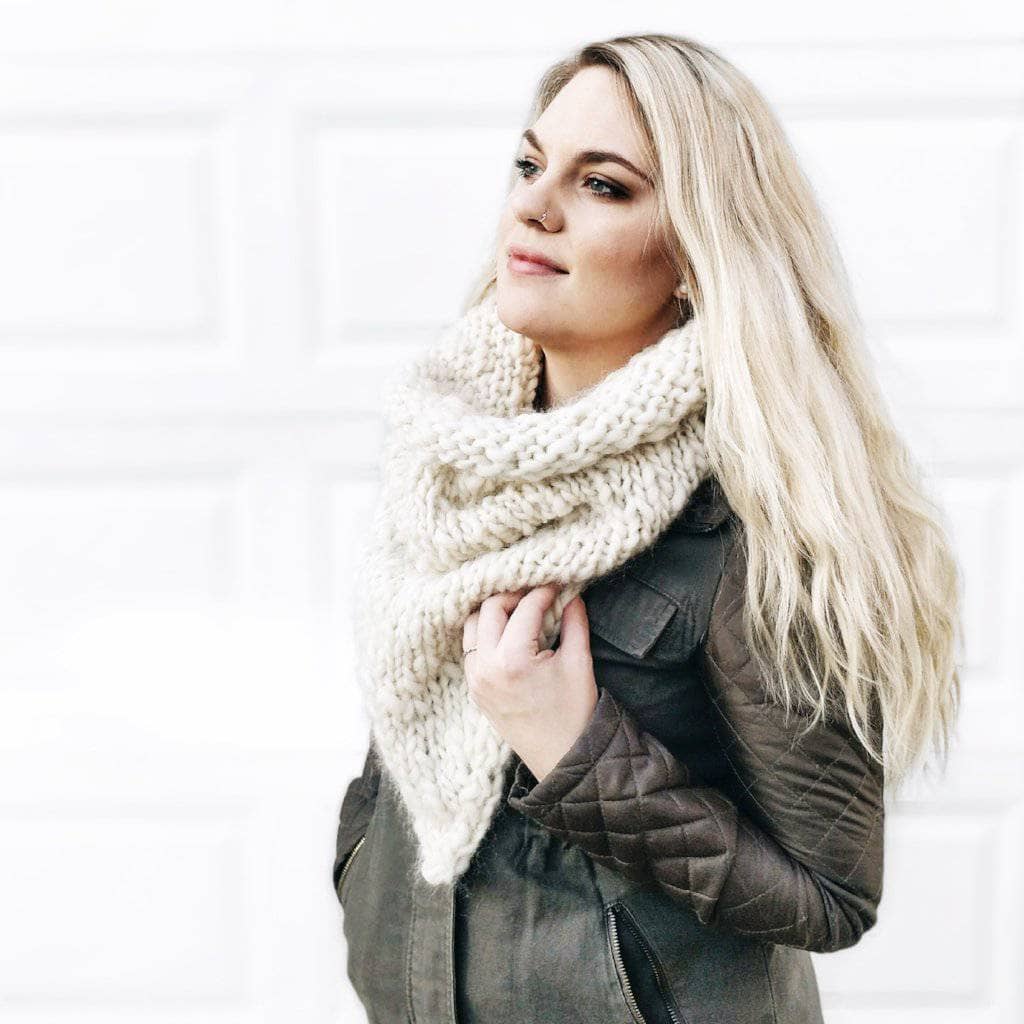 Simple Style Cowl knitted in a soft, cozy stitch draped elegantly