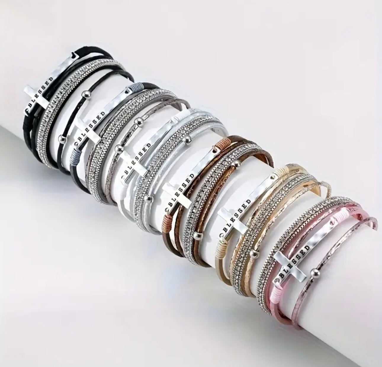 Blessed Multi-Layer Leather Cross Bracelet