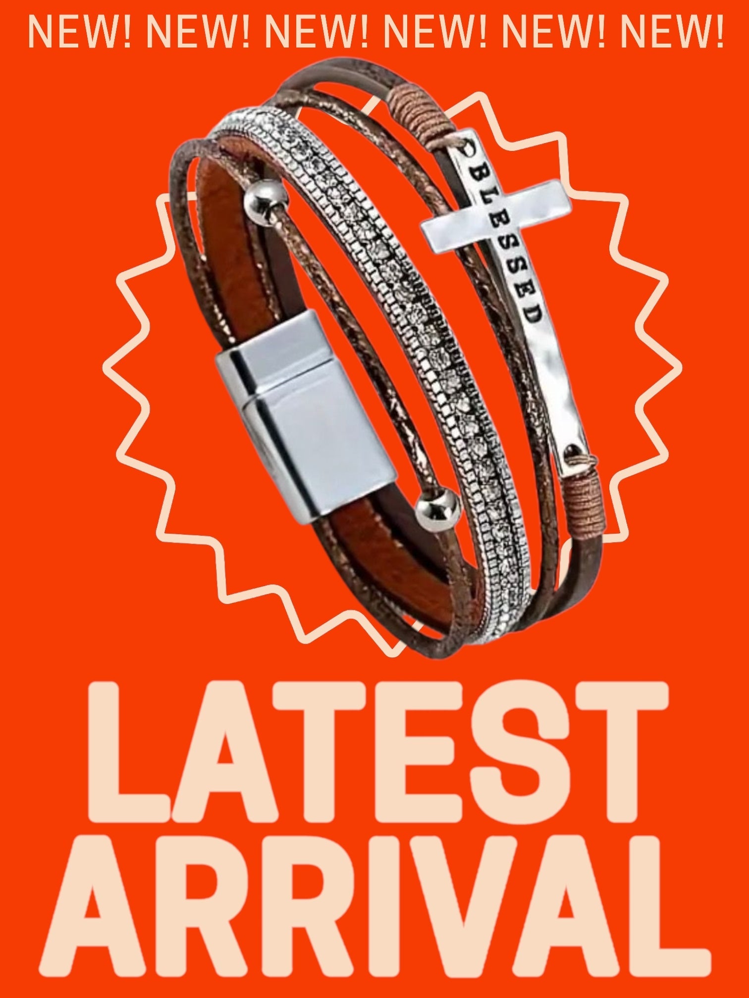 Blessed Multi-Layer Leather Cross Bracelet