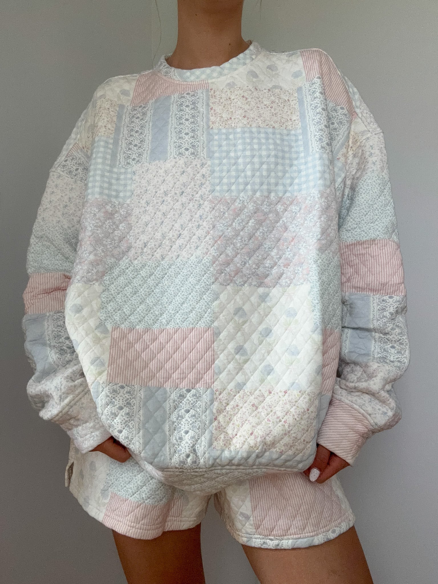 Shades Of Blue Quilted Pastel Sweatshirt Unisex Top
