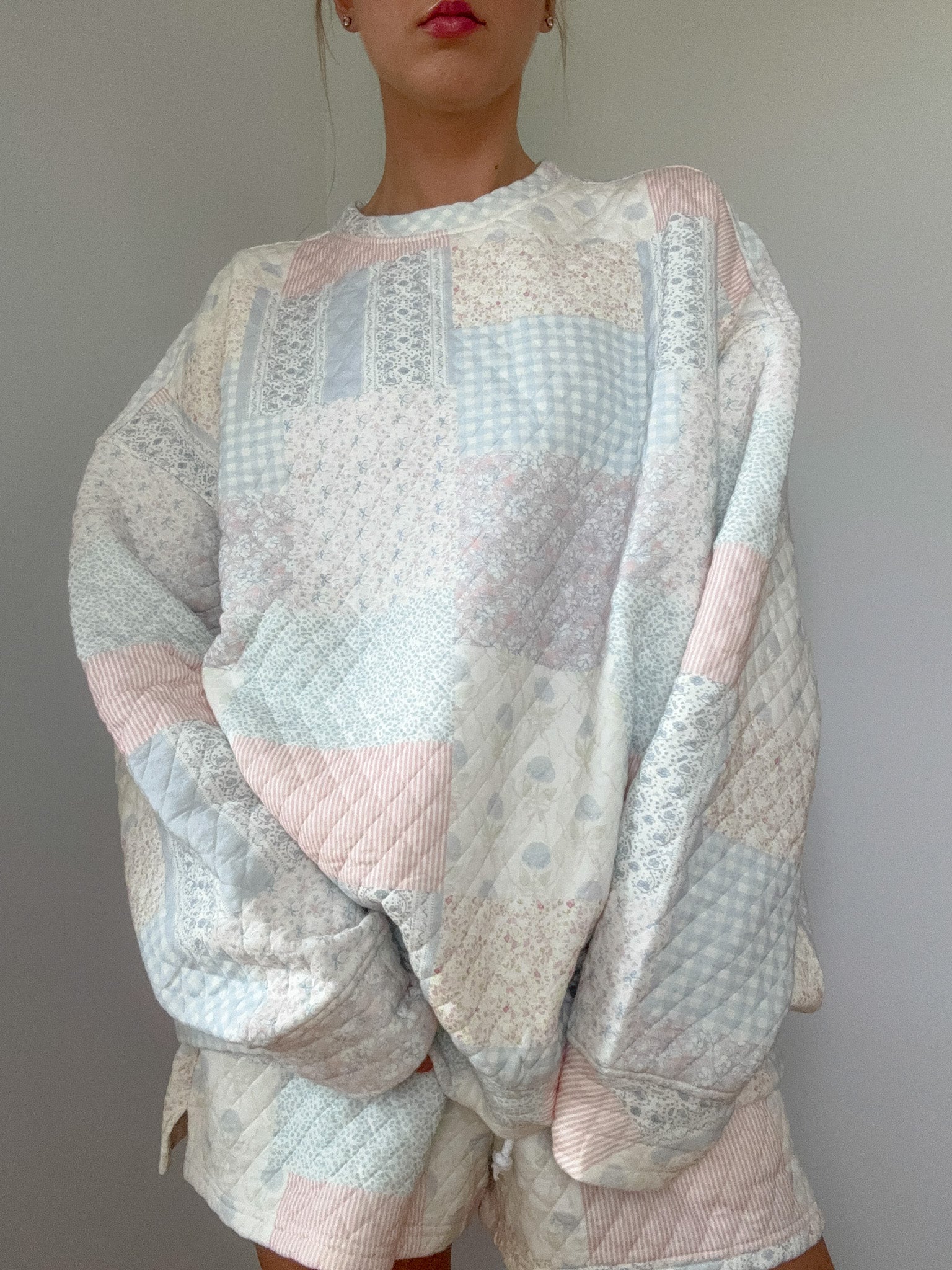 Shades Of Blue Quilted Pastel Sweatshirt Unisex Top