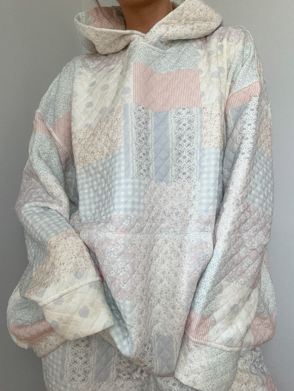 Shades Of Blue Quilted Pastel Hoodie - Soft Unisex Pullover