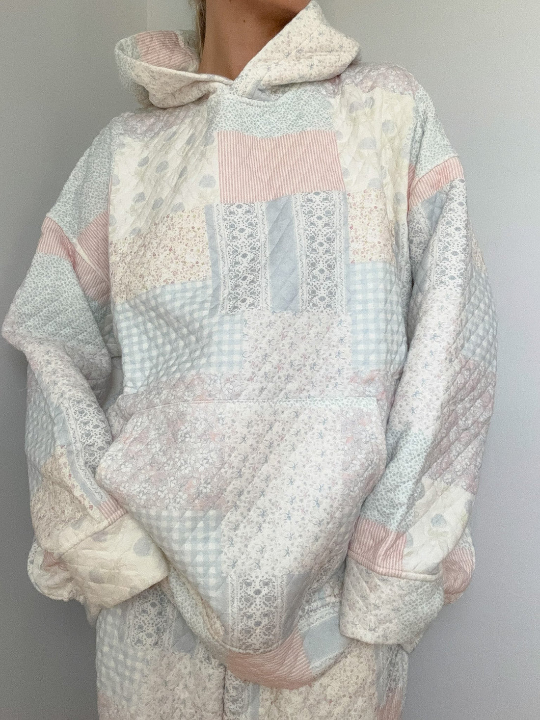 Shades Of Blue Quilted Pastel Hoodie - Soft Unisex Pullover