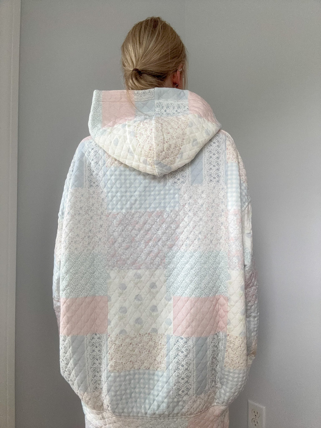 Shades Of Blue Quilted Pastel Hoodie - Soft Unisex Pullover