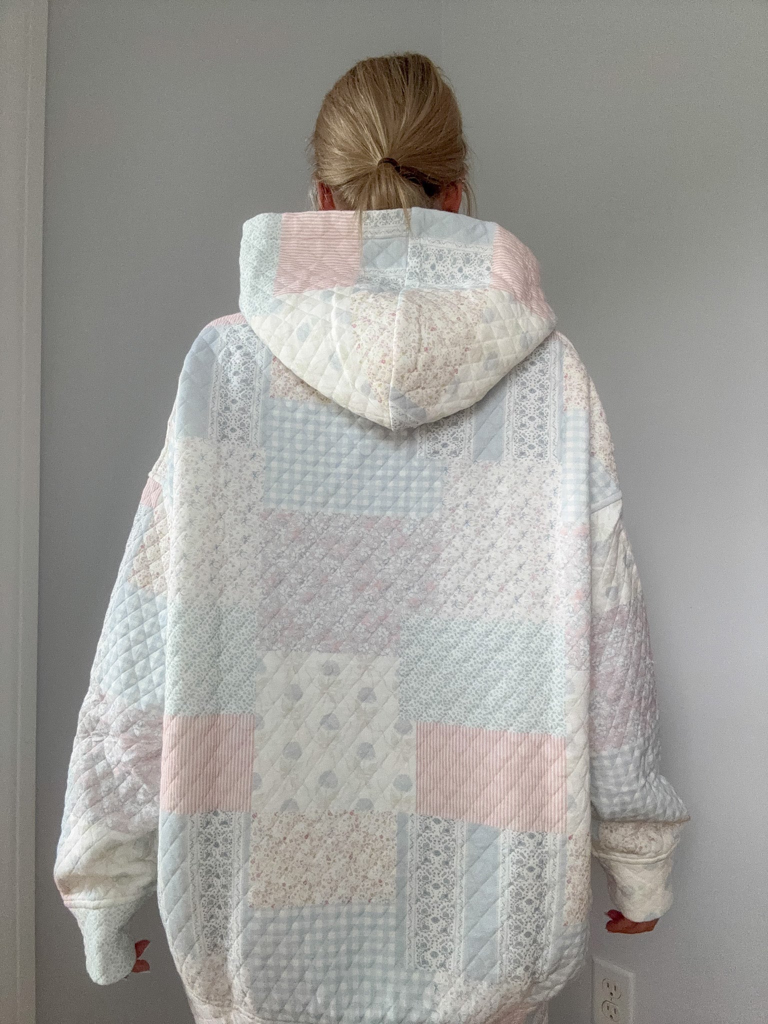 Shades Of Blue Quilted Pastel Hoodie - Soft Unisex Pullover