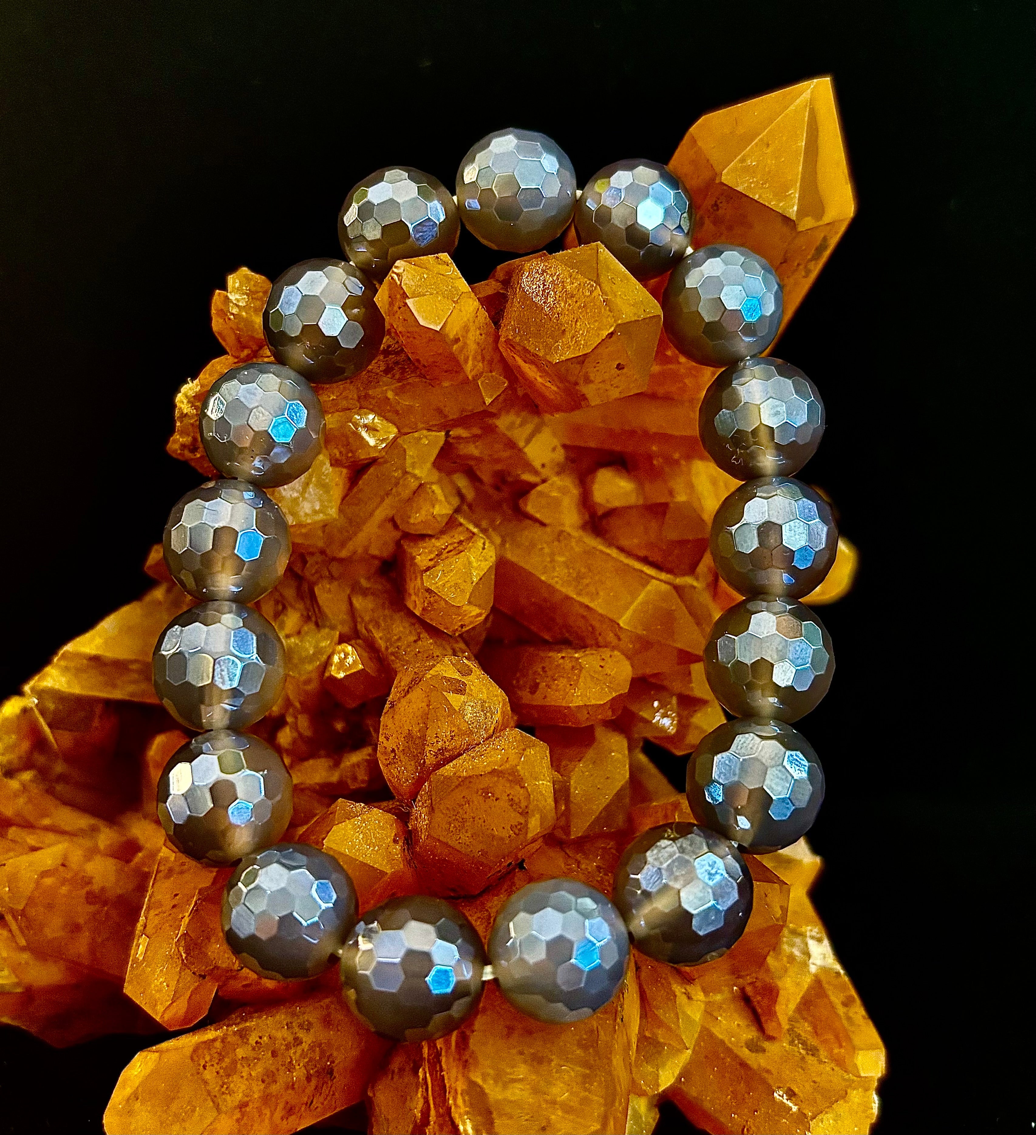 I Feel So Free Bracelet - Mystic Agate 12mm Faceted Beads