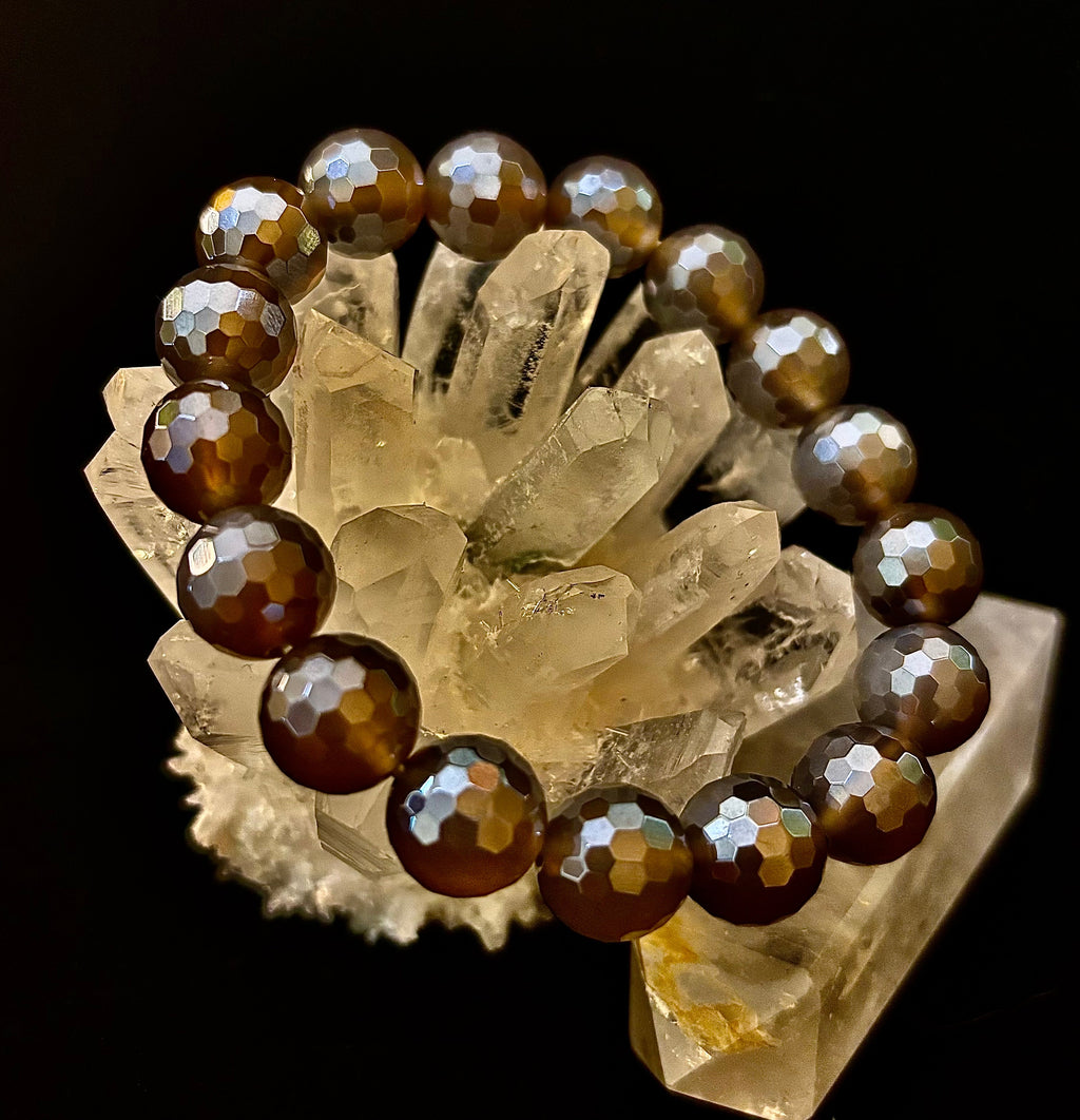 I Feel So Free Bracelet - Mystic Agate 12mm Faceted Beads