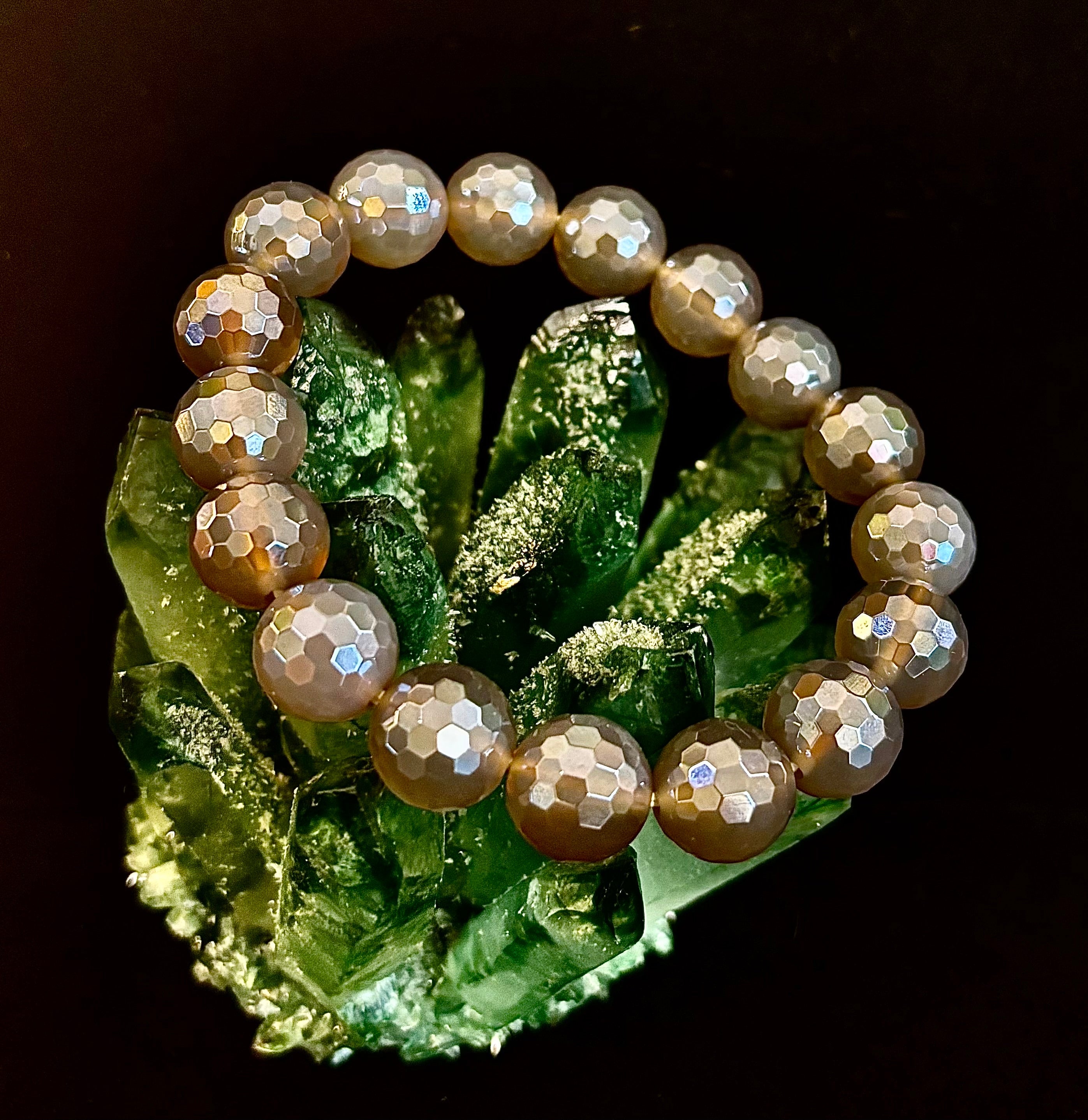 I Feel So Free Bracelet - Mystic Agate 12mm Faceted Beads