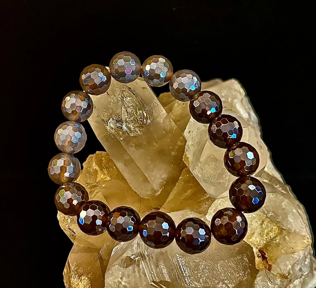 I Feel So Free Bracelet - Mystic Agate 12mm Faceted Beads