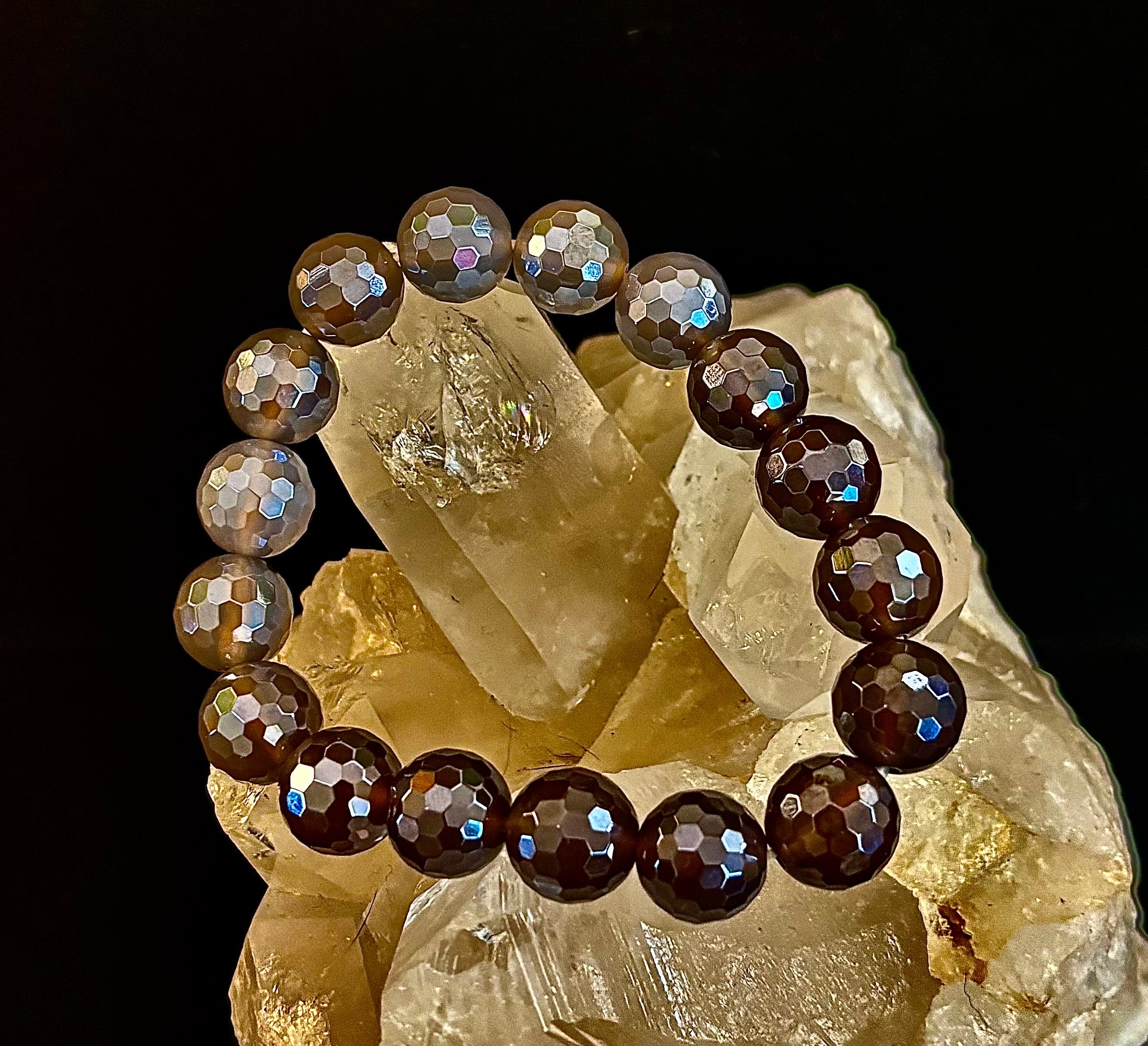 I Feel So Free Bracelet - Mystic Agate 12mm Faceted Beads