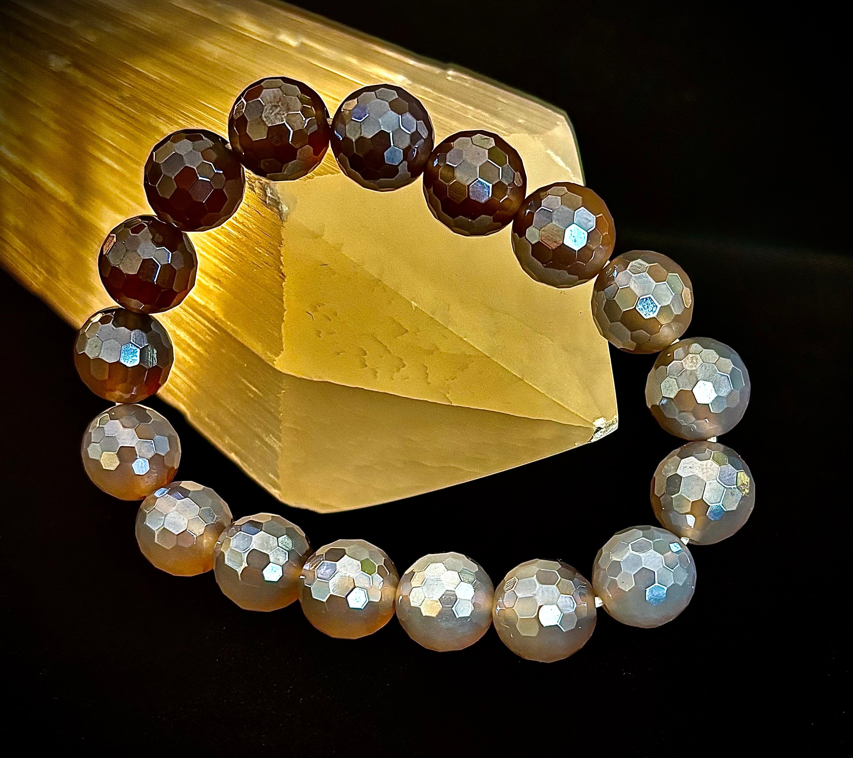 I Feel So Free Bracelet - Mystic Agate 12mm Faceted Beads