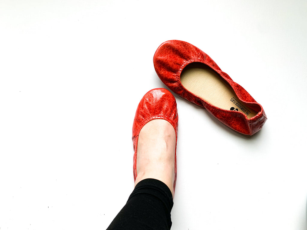 Women's Red Earth Ballet Flats Soft Leather Slip-On Shoes - Image 4