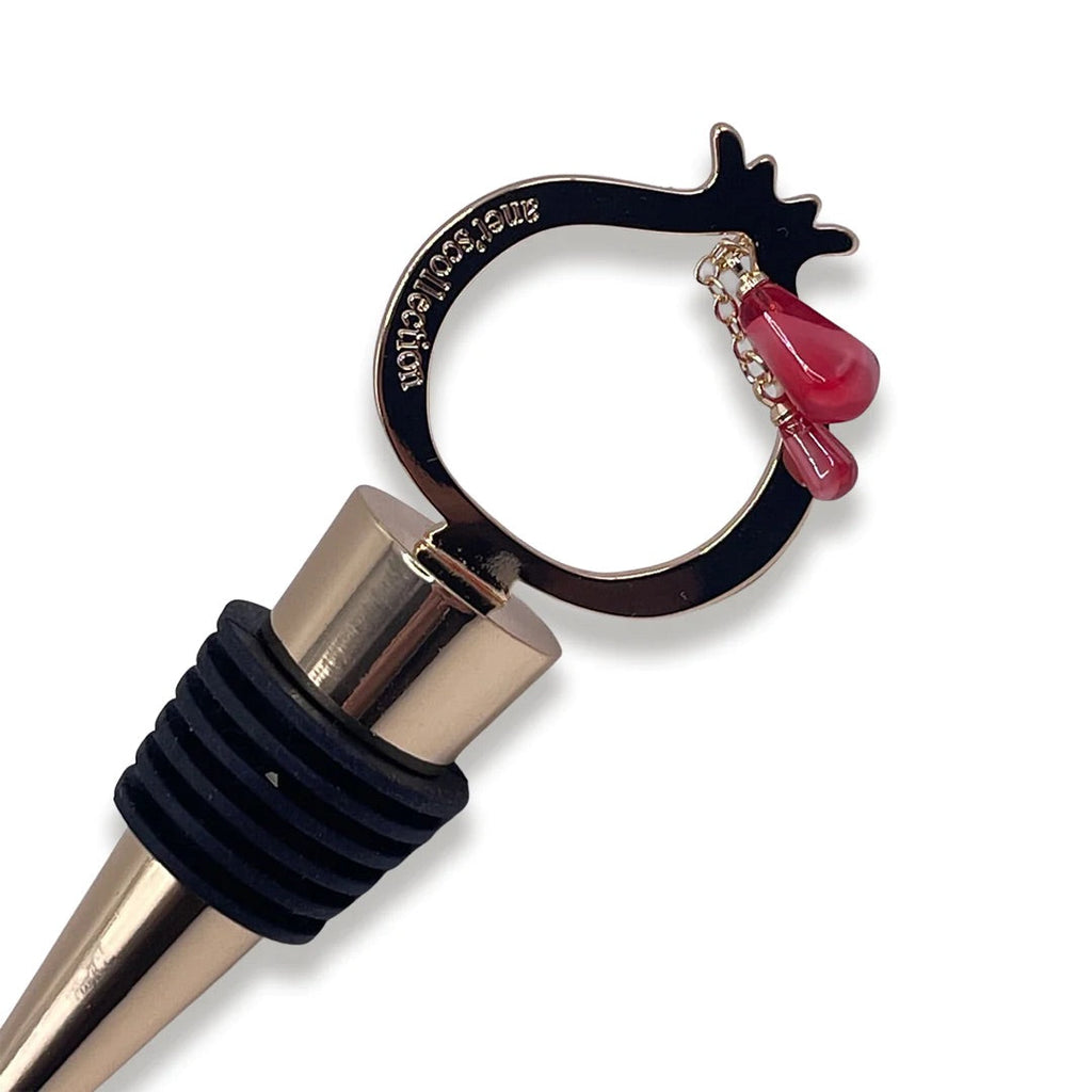 Pomegranate Wine Stopper & Glass Charms Set