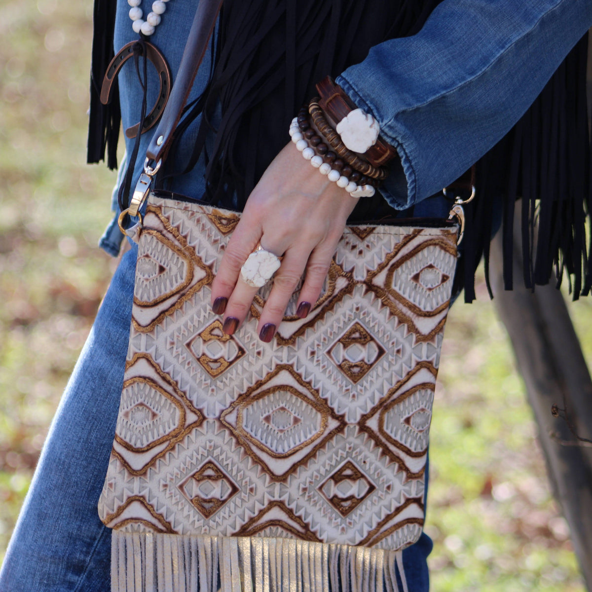 Wood Beaded Stretch Bracelet - Boho Stackable