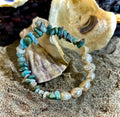 🌊 Mermaid's Treasure Bracelet - Larimar & Cultured Freshwater Pearl Stretch Bracelet