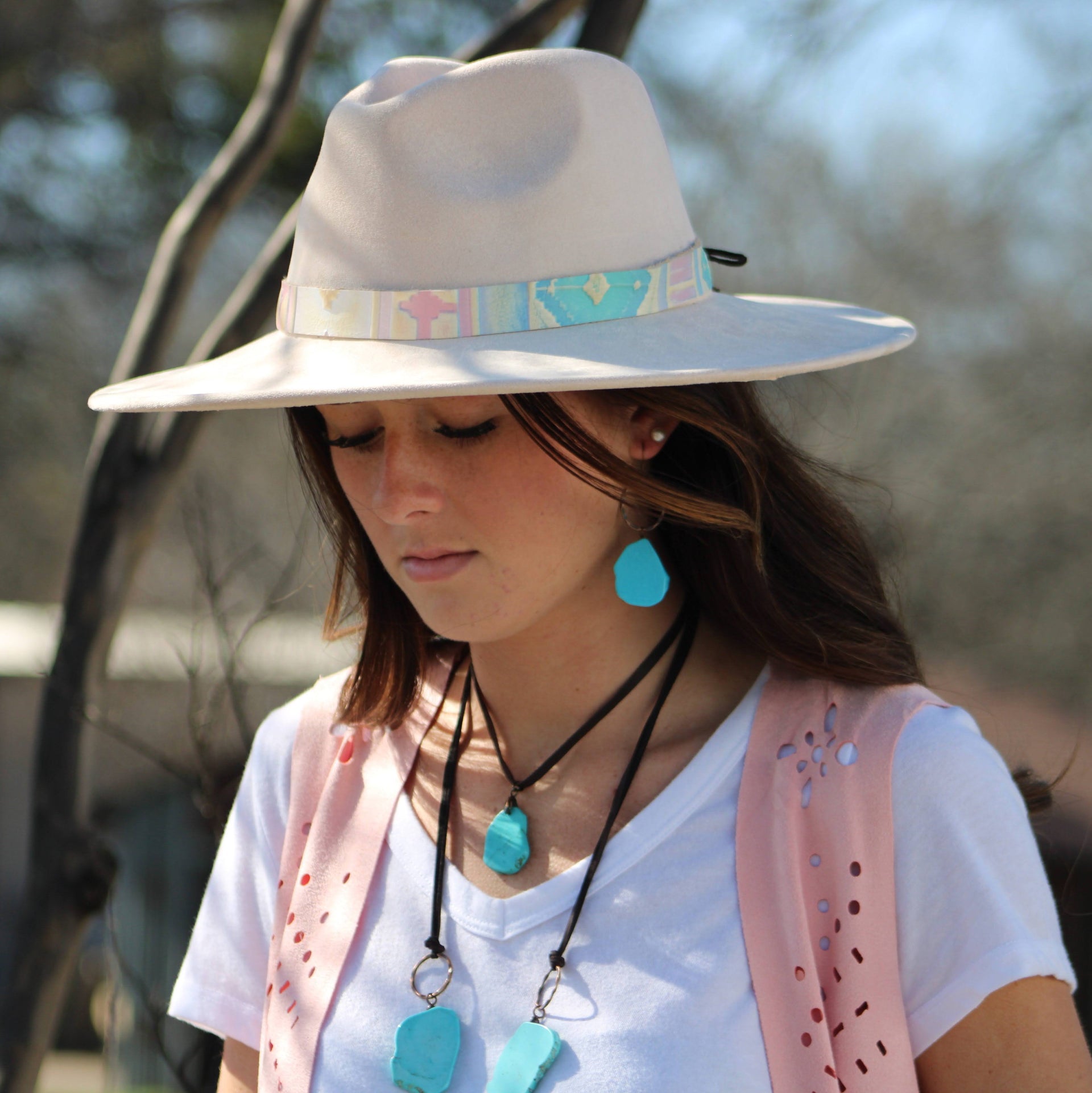 Genuine Turquoise Slab Pendant on Adjustable Leather Cord - Image 6