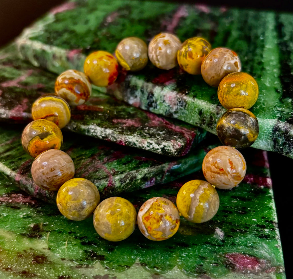 🐝 Bumble Bee Jasper Statement Bracelet – 12mm