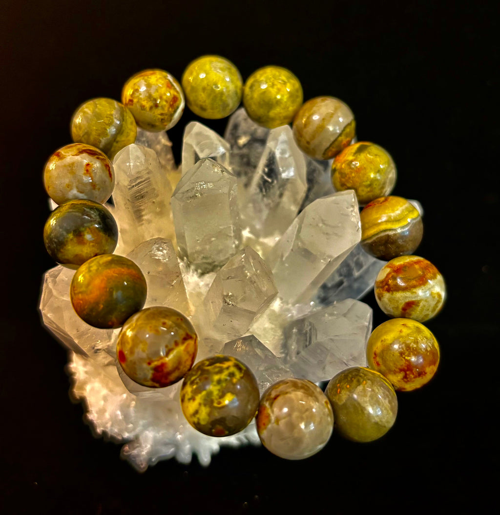 🐝 Bumble Bee Jasper Statement Bracelet – 12mm