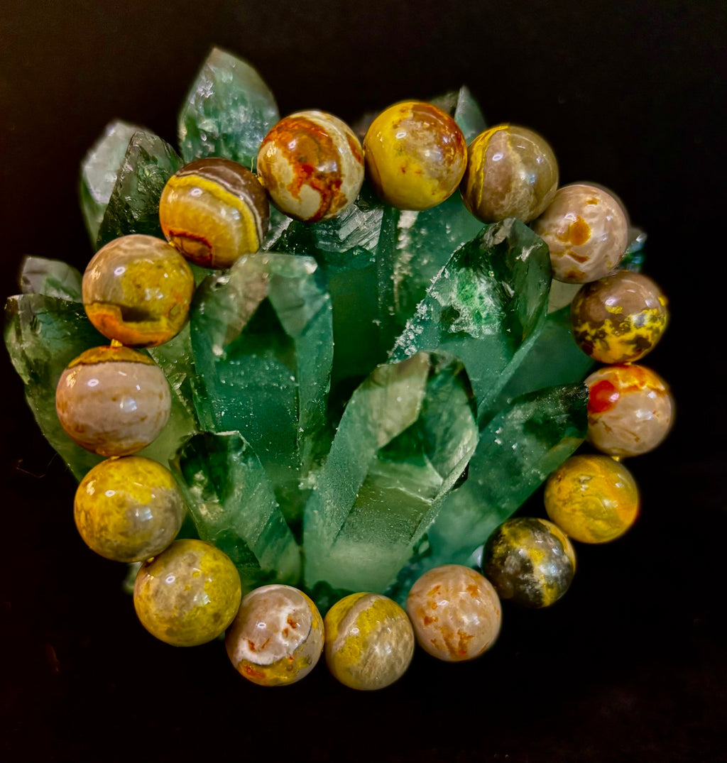 🐝 Bumble Bee Jasper Statement Bracelet – 12mm