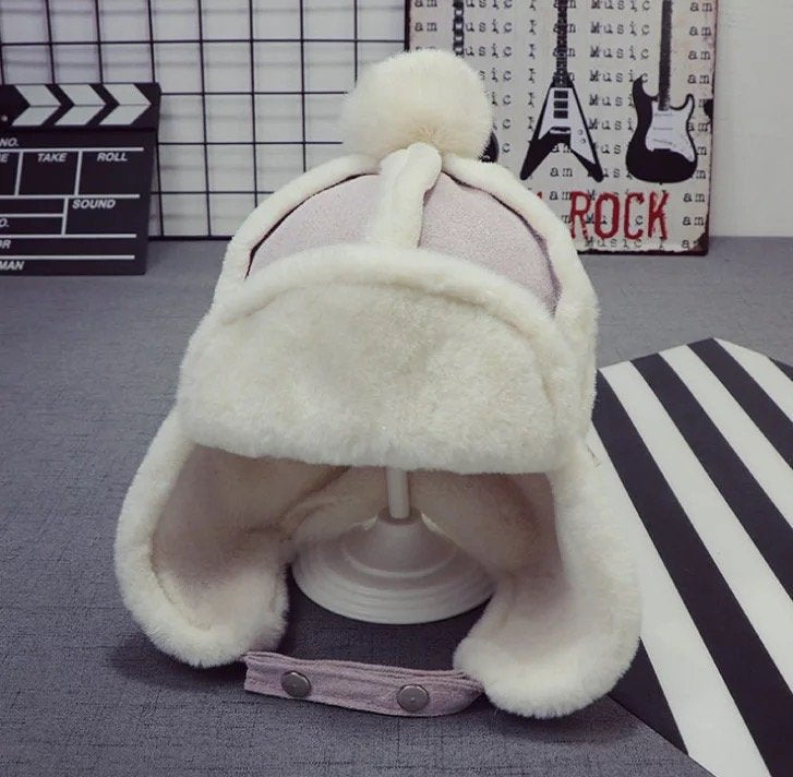 Faux - Fur Winter Hat for Kids- Sherpa Aviator Hat