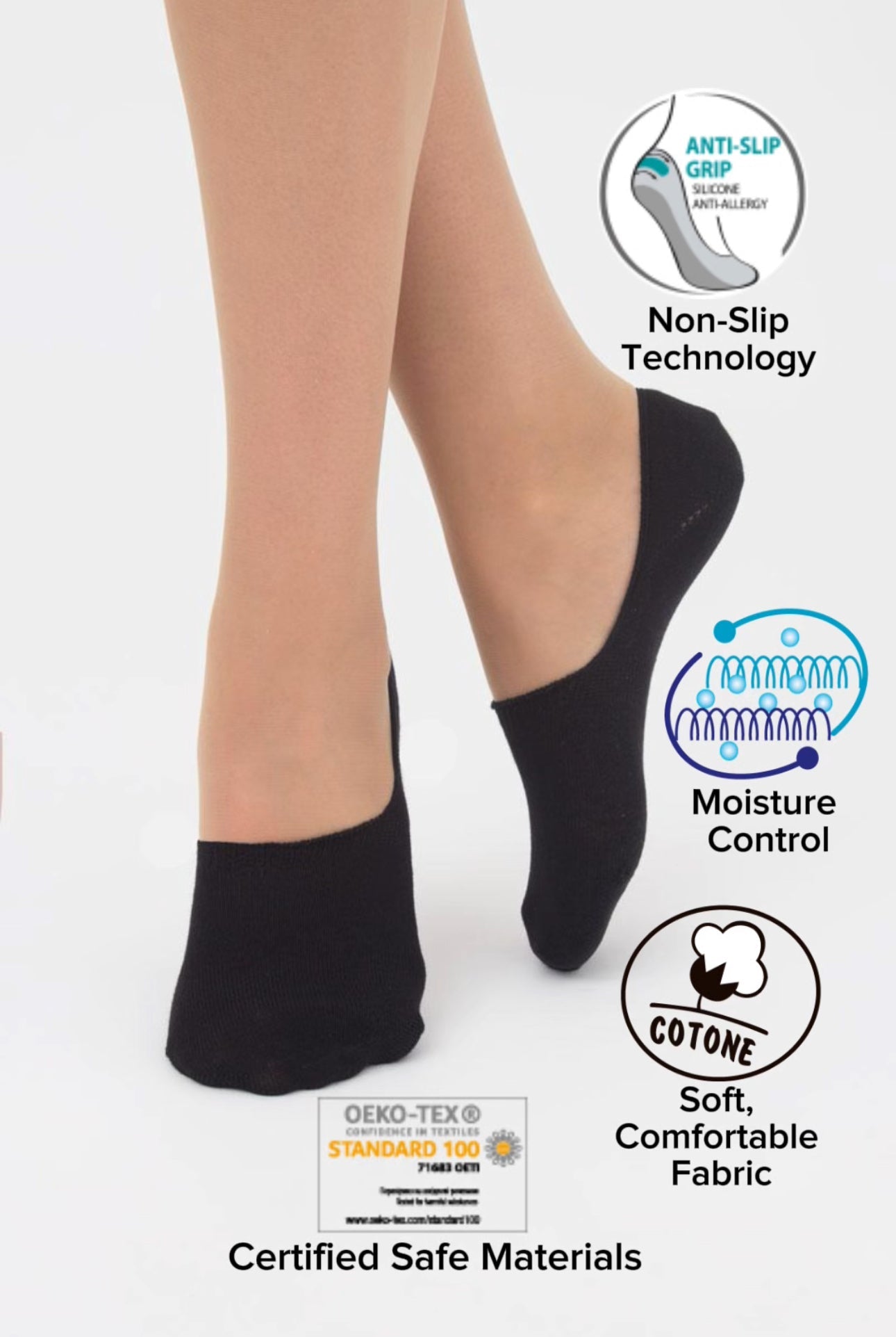 Women's No Show Socks 3-Pack with Silicone Grip, Soft Cotton - Image 8