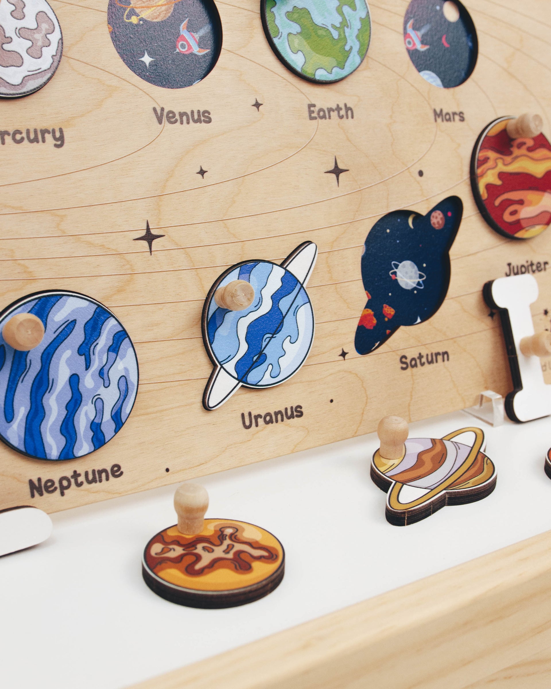 Personalized Solar System Name Puzzle Wall Art, Wooden Kids Decor