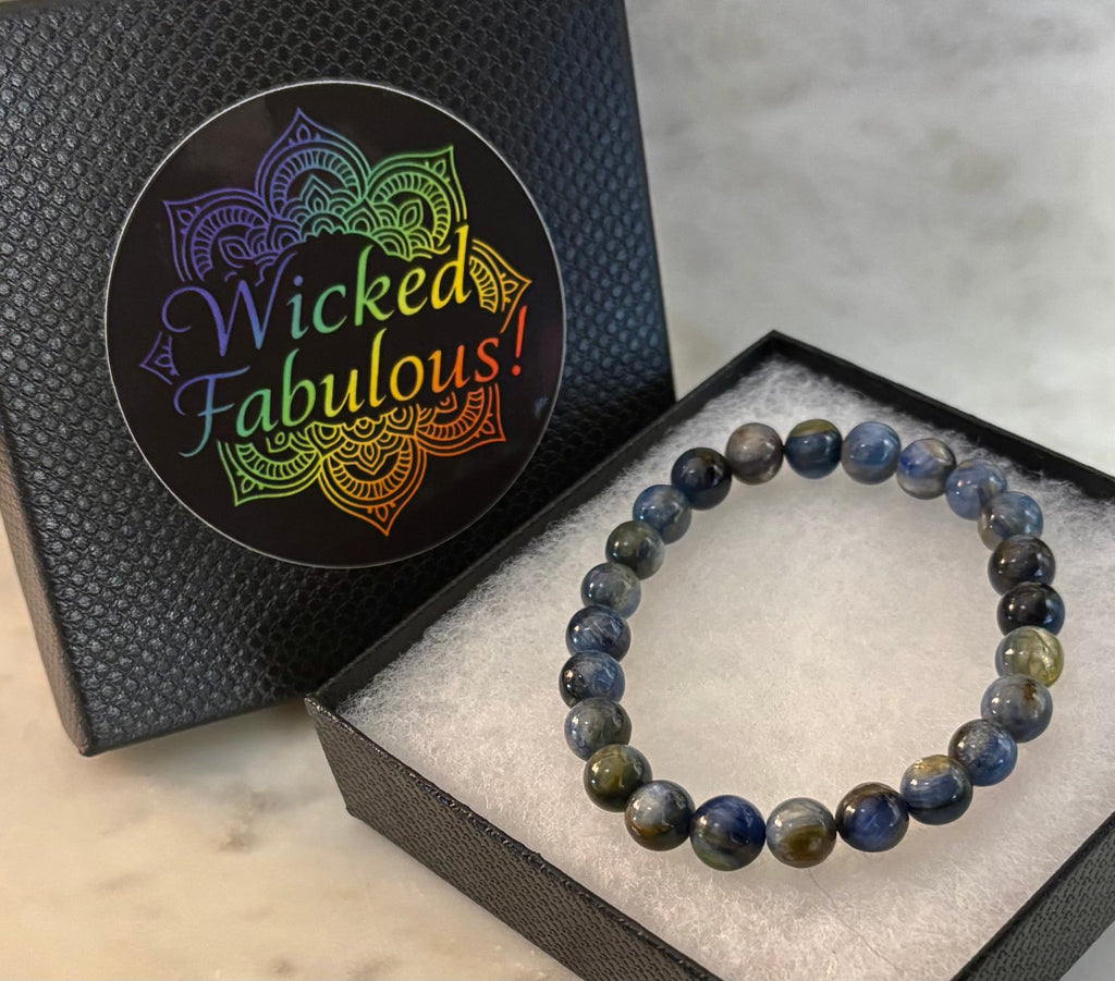 Reiki-Infused Blue Kyanite Bracelet for Clear Communication, High Vibration & Alignment (8mm)