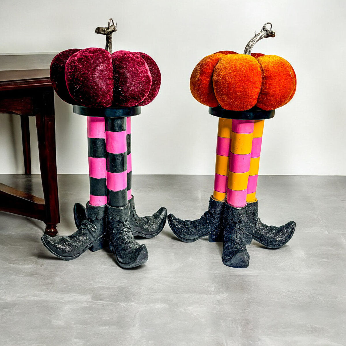 Wicked Witch Leg Pillar Candle Holder in Bright Striped Colors - Image 17
