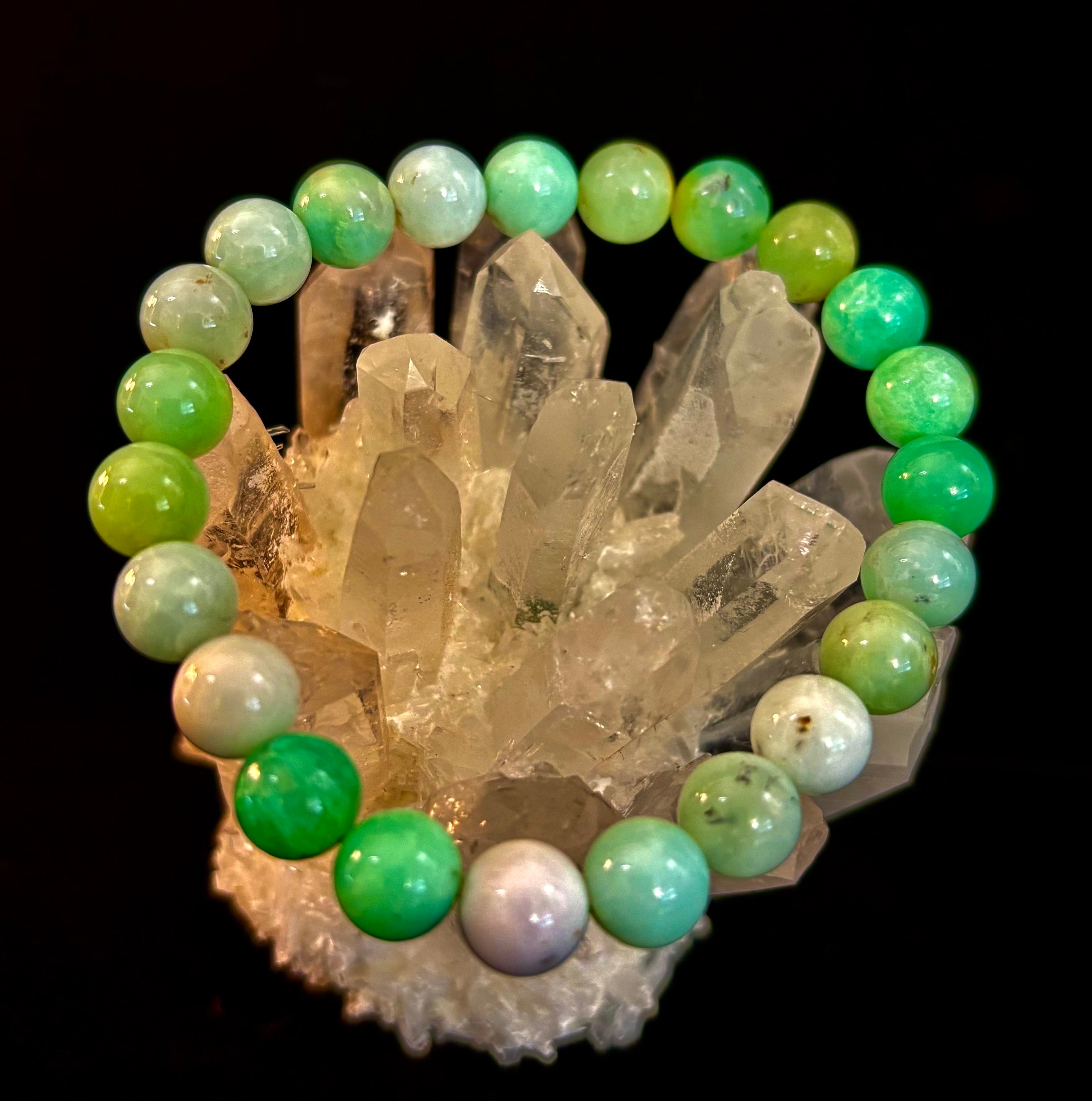 Reiki-Infused Chrysoprase Gemstone Bracelet for Heart Healing, Joy & Abundance (8mm)