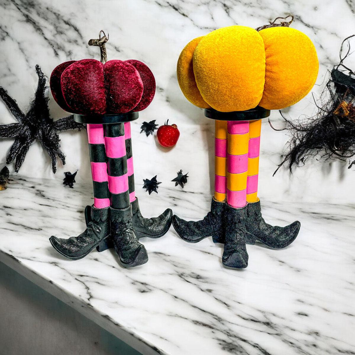 Wicked Witch Leg Pillar Candle Holder in Bright Striped Colors - Image 15